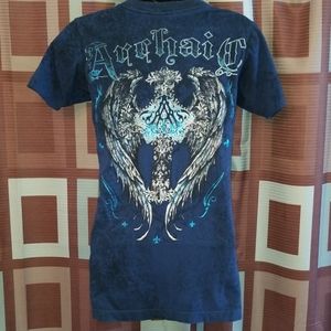 **SOLD** Blue V-Neck Archaic by Affliction Tee